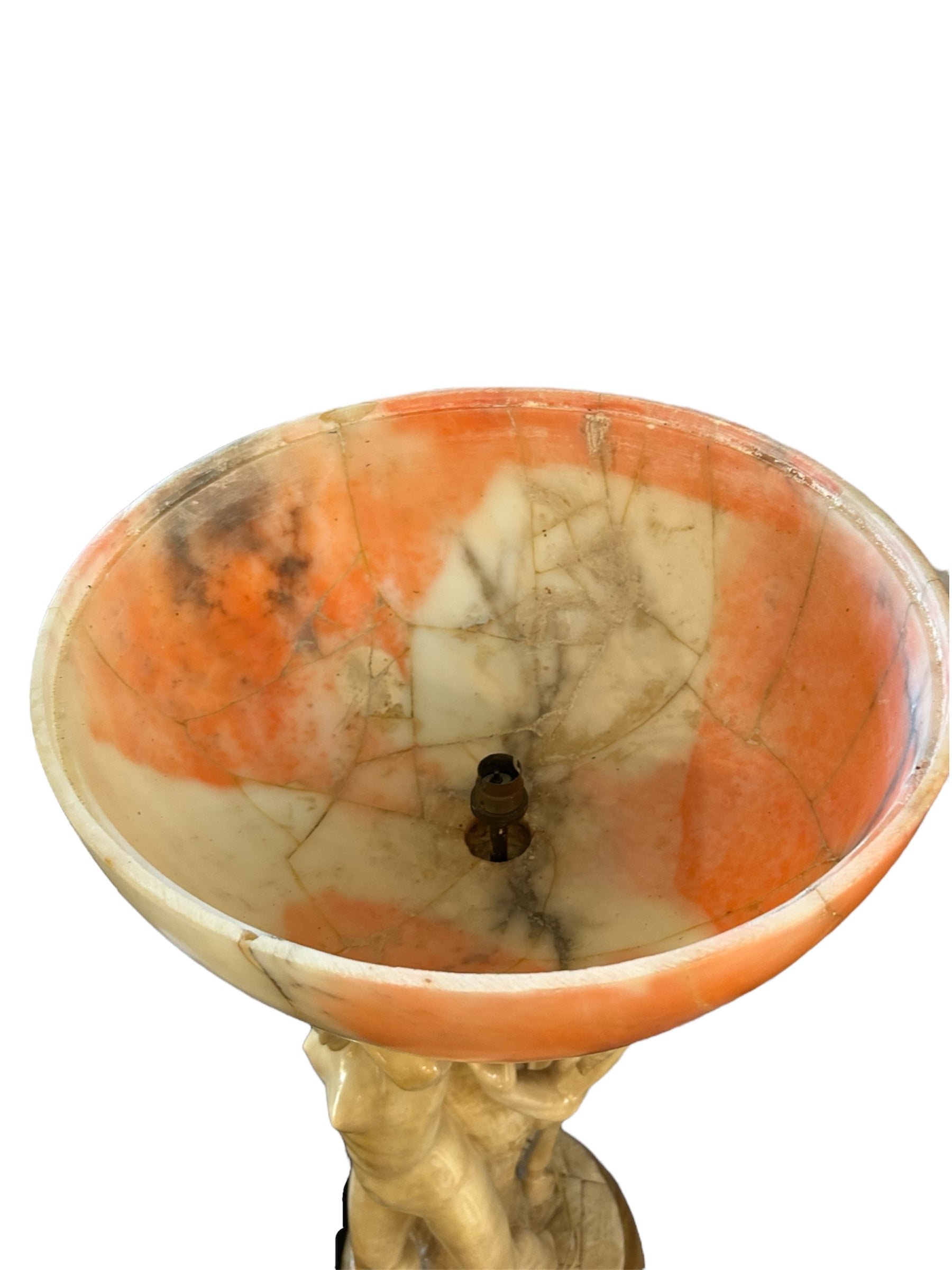 Italian Carved Alabaster Monumental Lamp