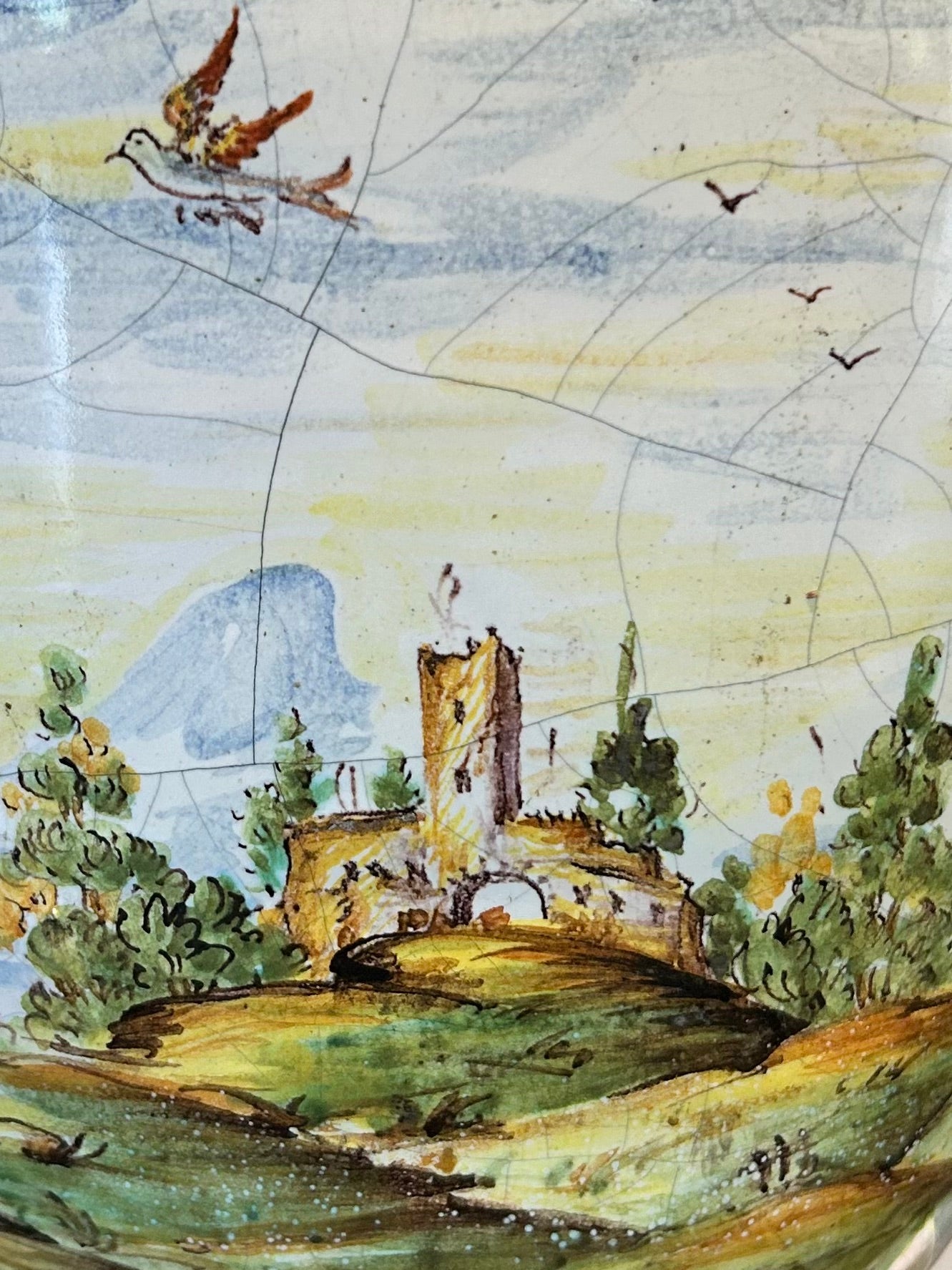 Pair of Large Antique Continental Majolica Vases SOLD