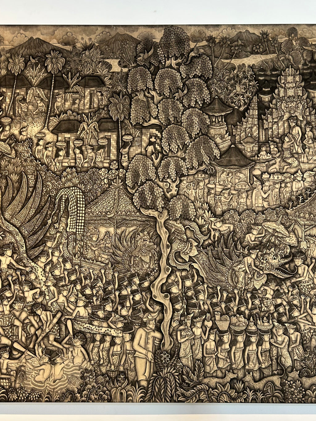 Large Mid 20th Century Traditional Balinese Painting