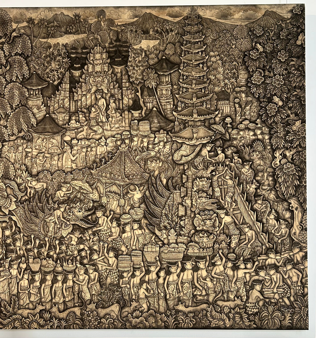 Large Mid 20th Century Traditional Balinese Painting