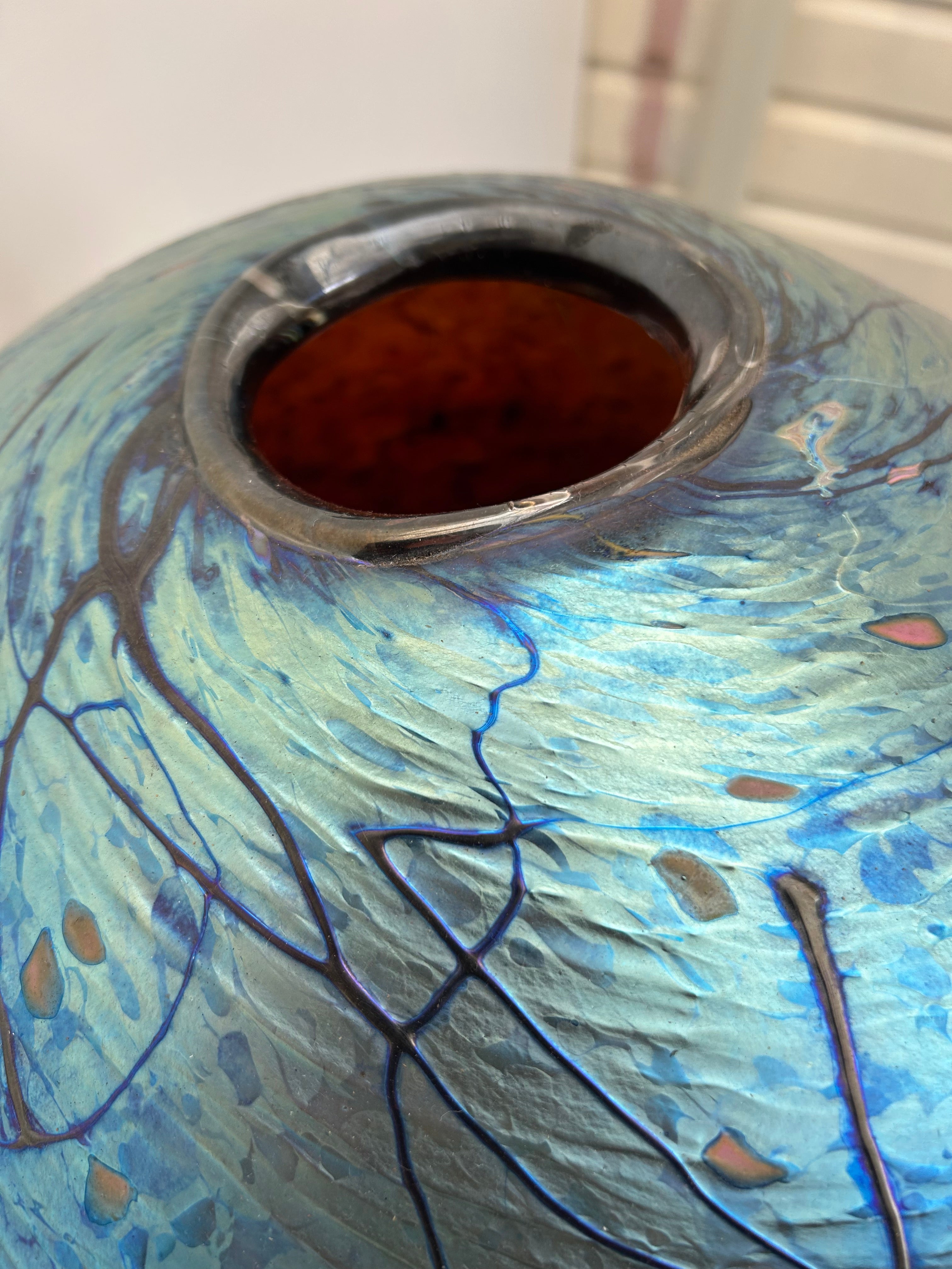 Large Colin Heaney Iridised Sphere Vase