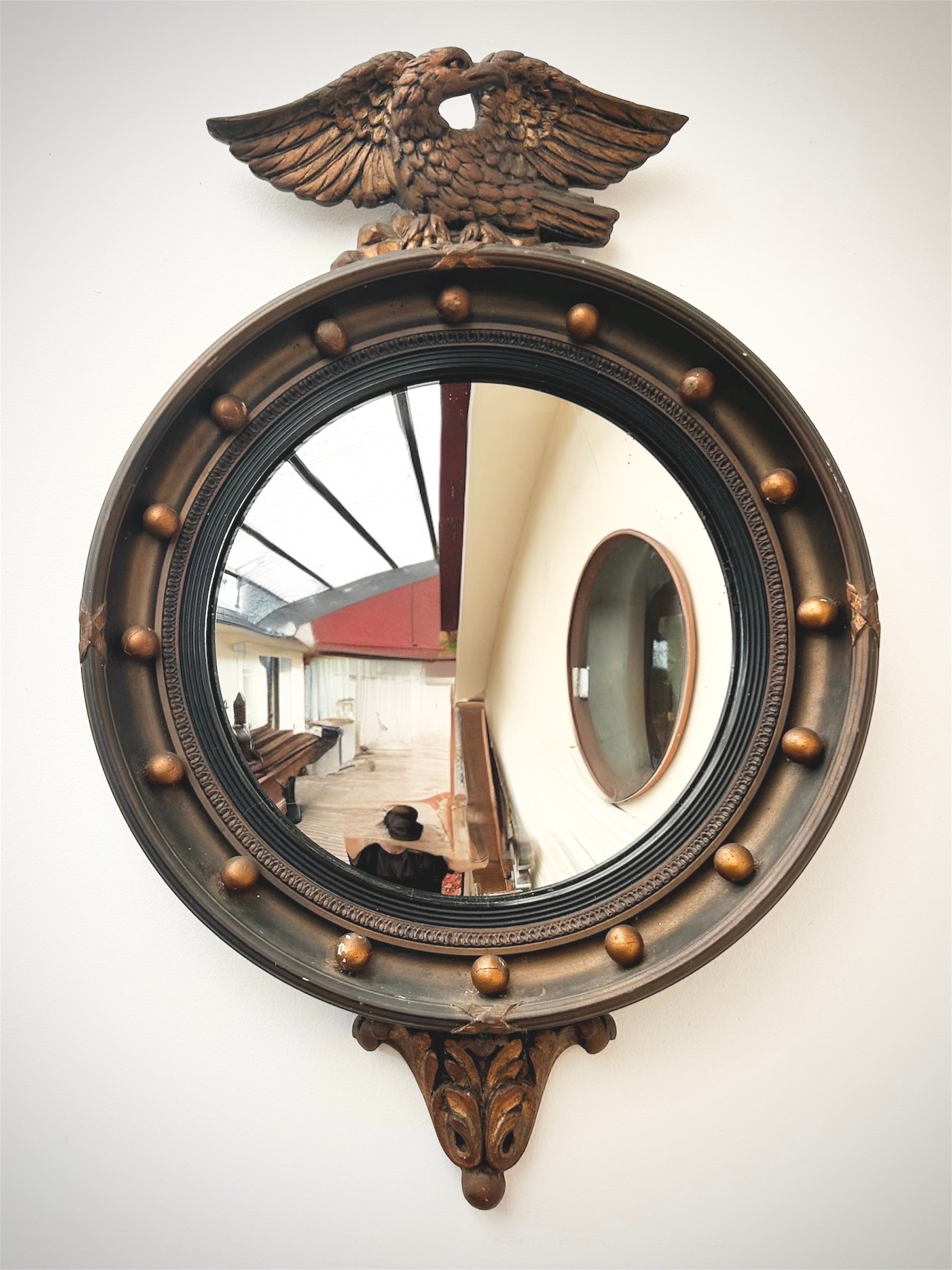 Convex Mirror Gilt Colour "Eagle Ball" 1960s England