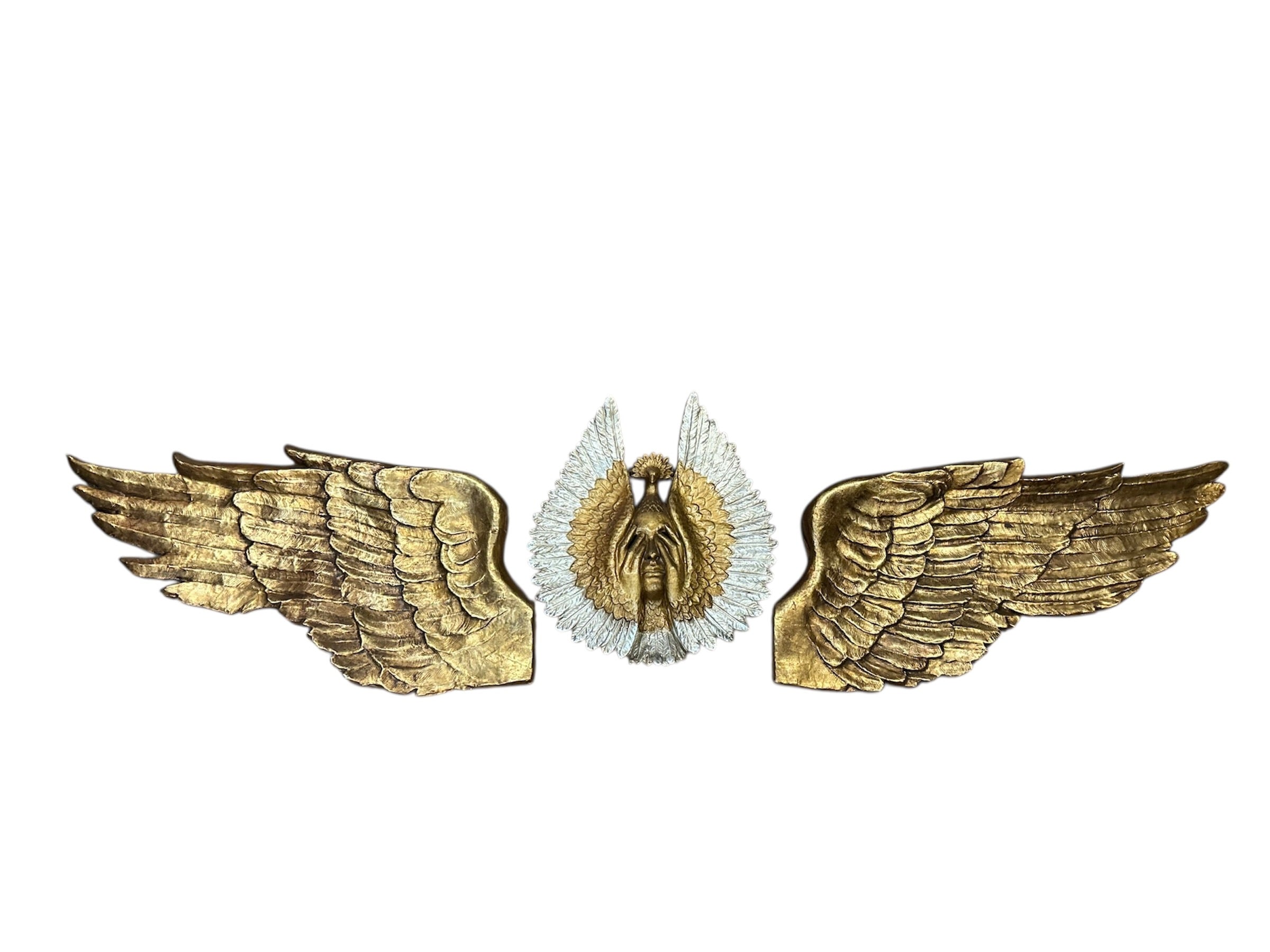 Gilded Vintage Paper Machè Carnival of Venice masquerade mask and wings