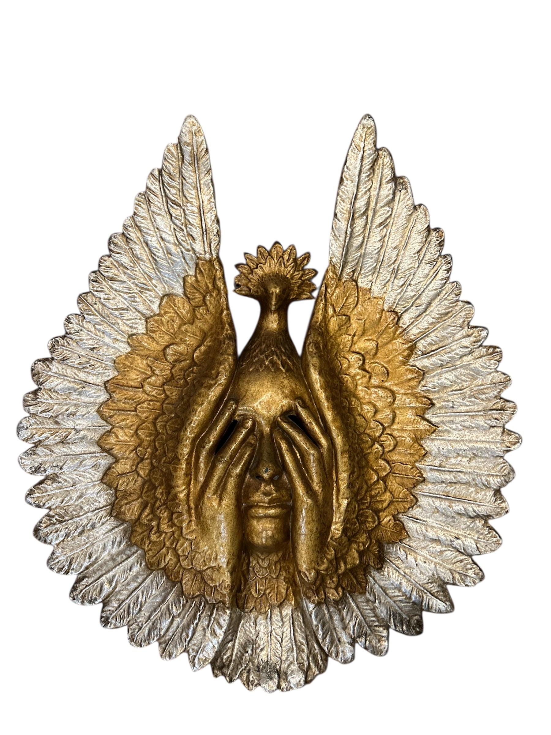 Gilded Vintage Paper Machè Carnival of Venice masquerade mask and wings