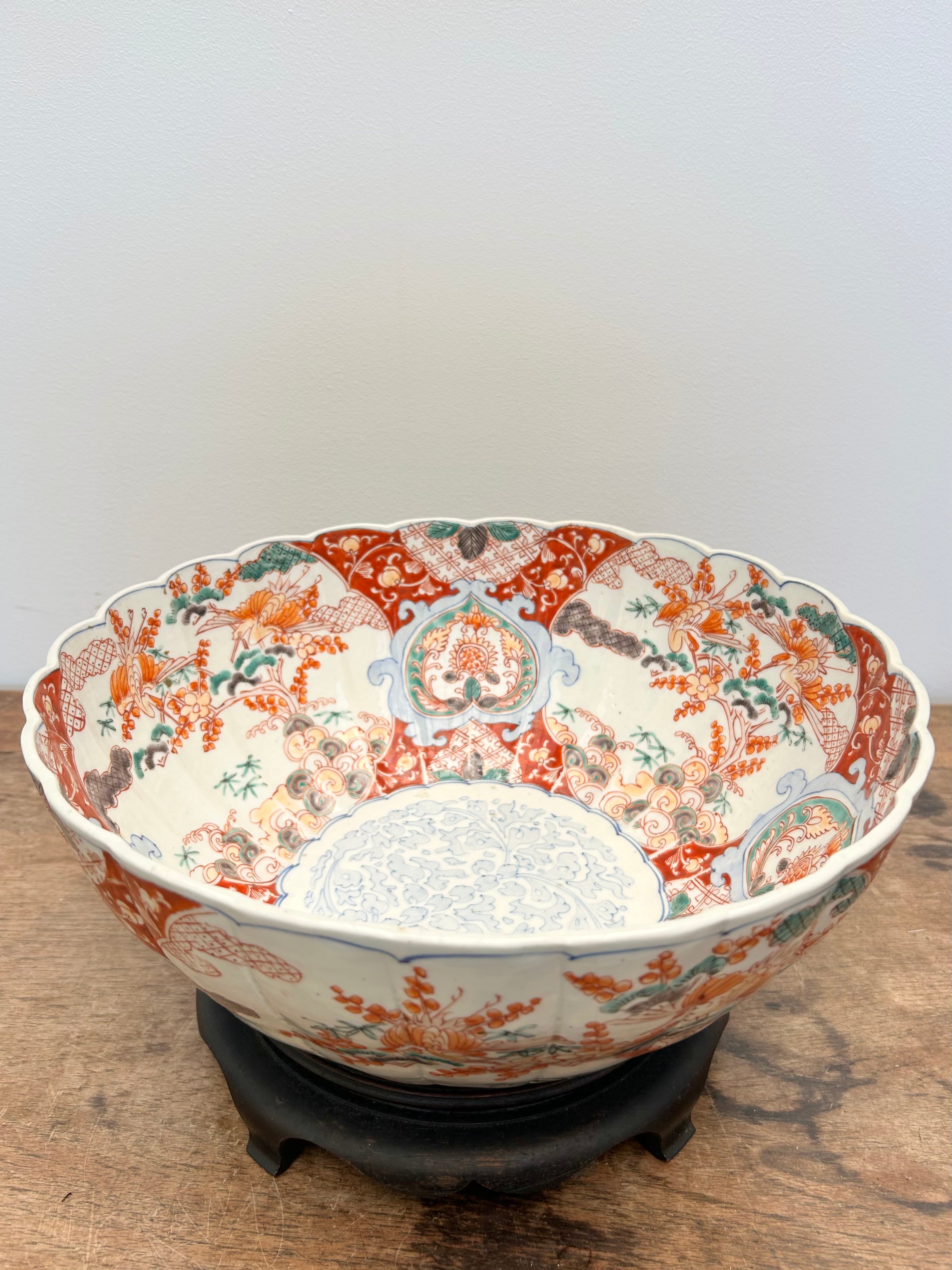 Japanese Antique Imari Porcelain Punch Bowl