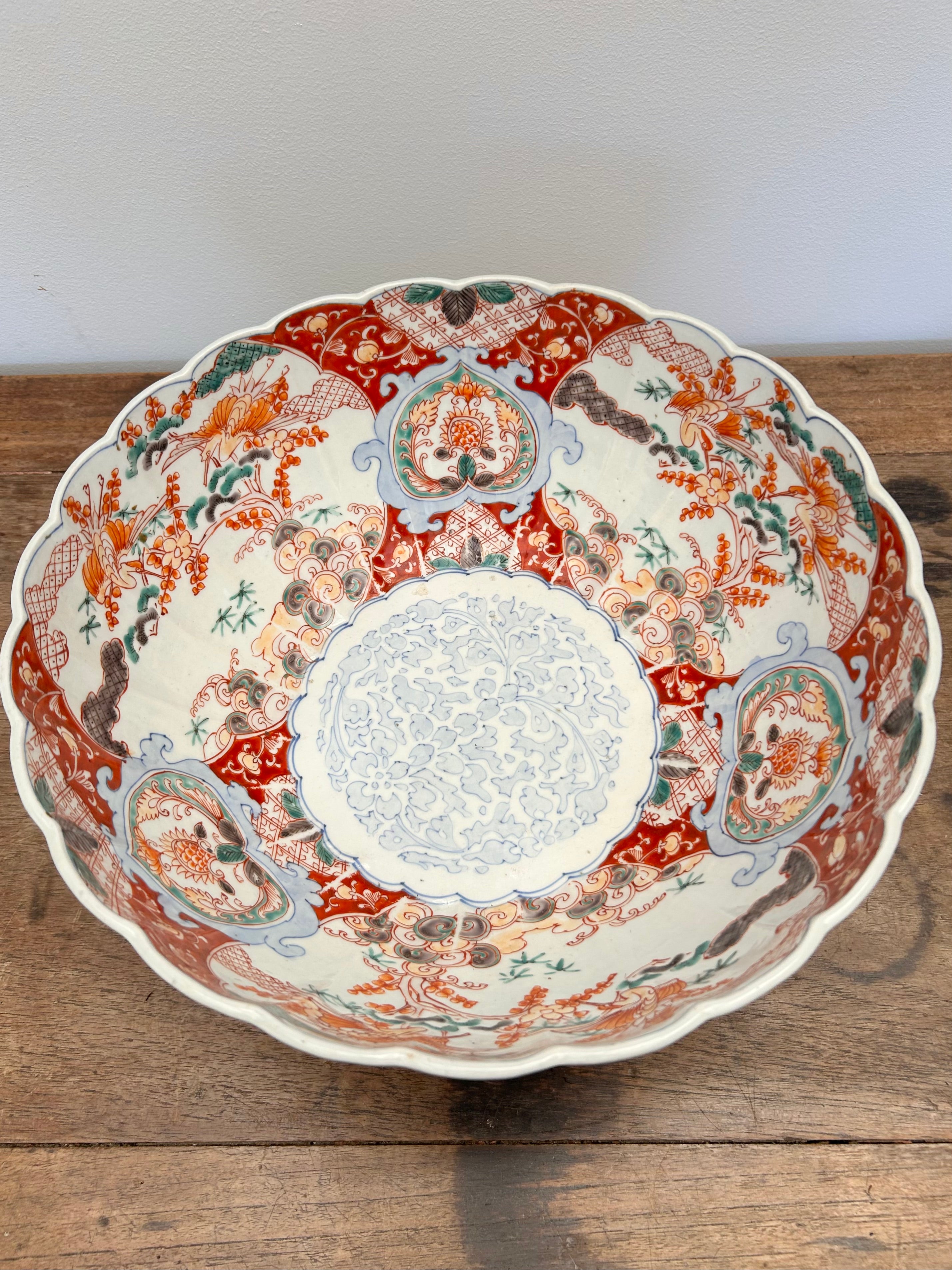 Japanese Antique Imari Porcelain Punch Bowl