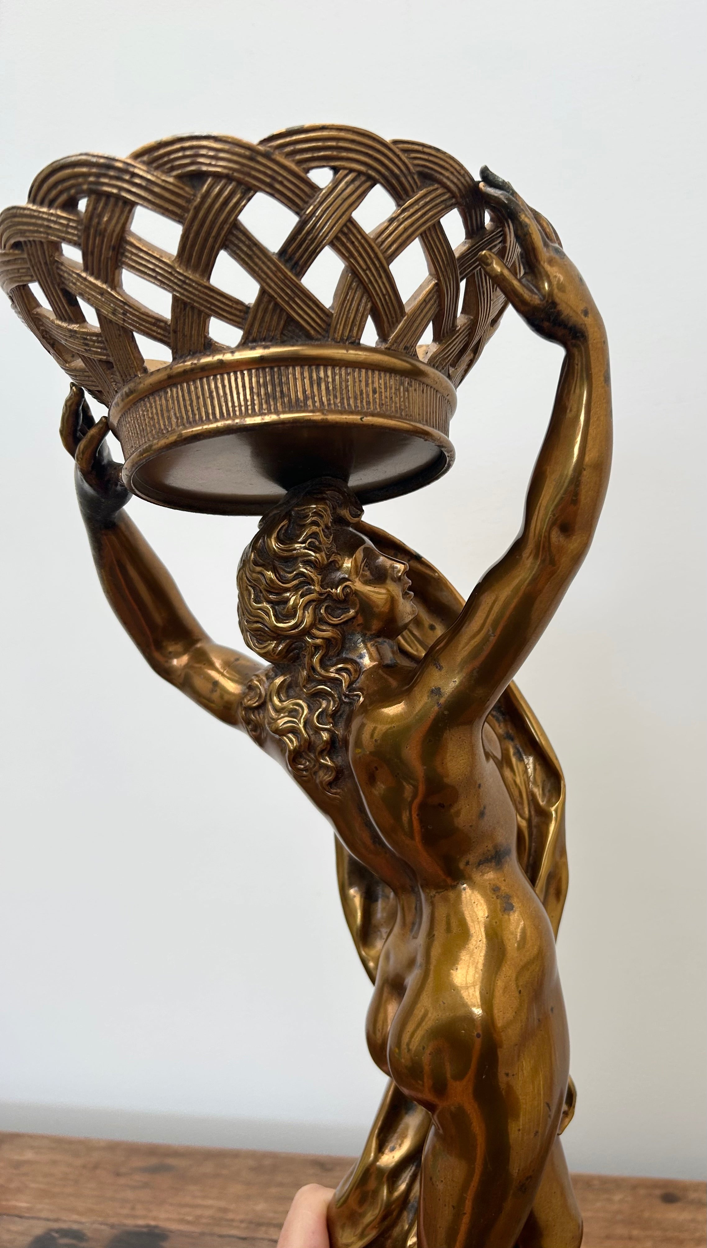 Pair antique Empire style Gilt bronze Female maiden wall sonces