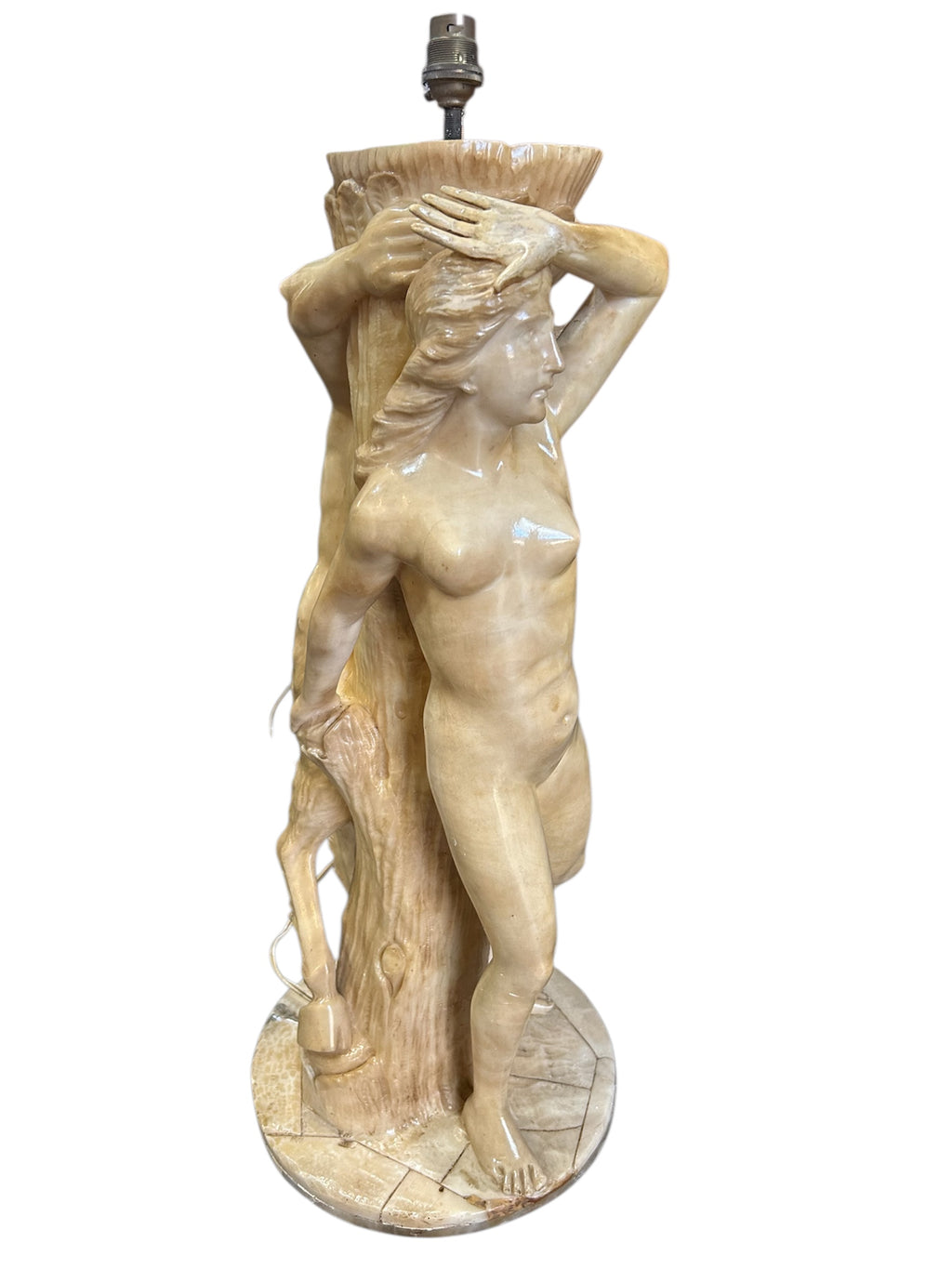 Italian Carved Alabaster Monumental Lamp