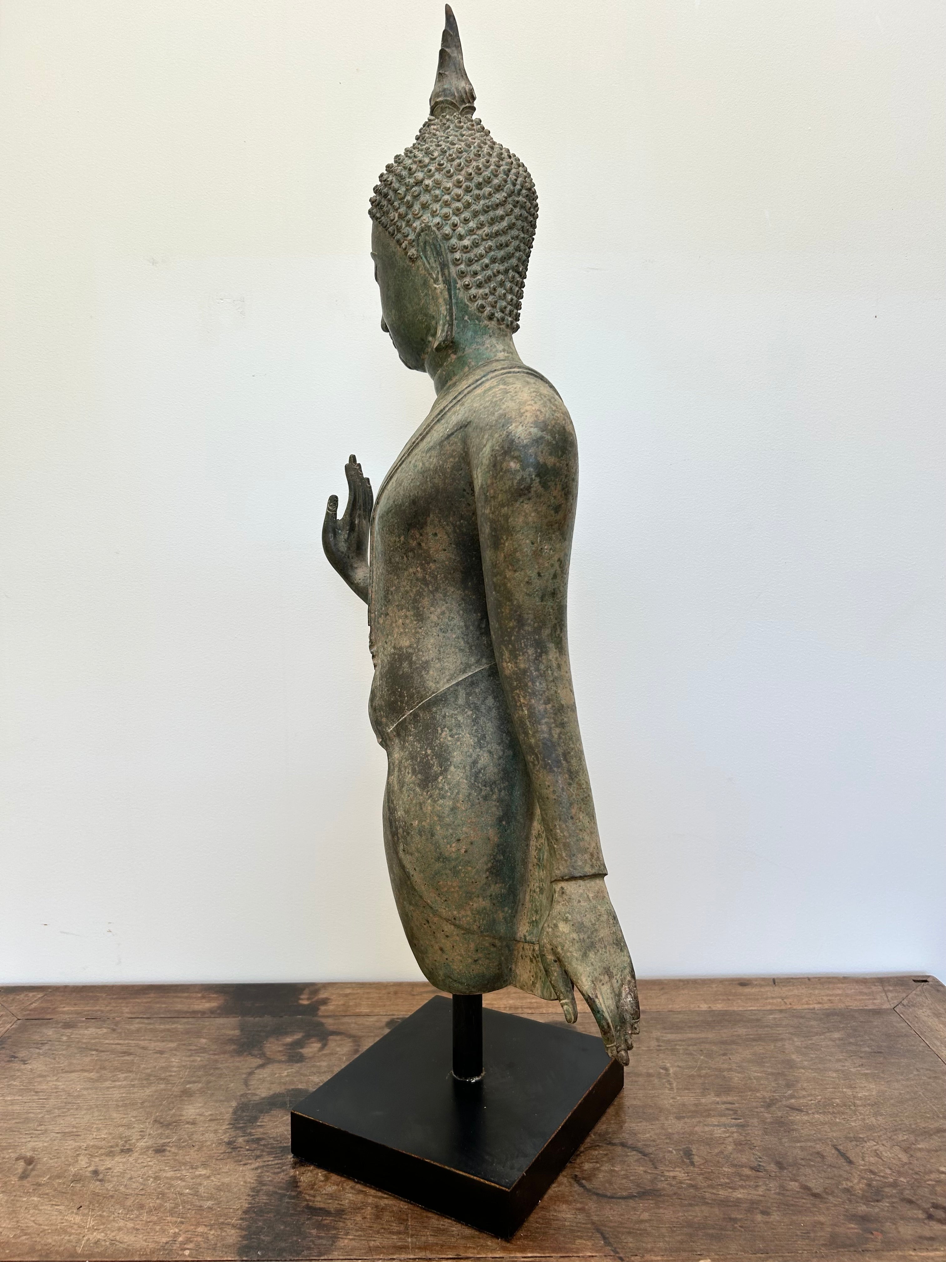 Thai Bronze Standing Buddha Statue