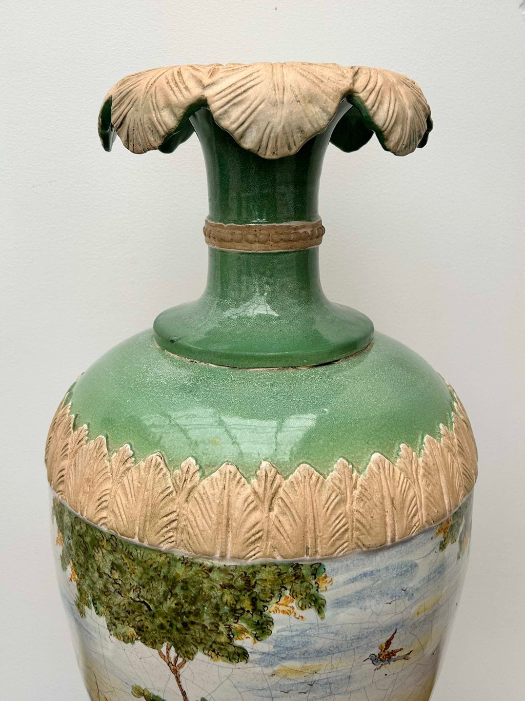 Pair of Large Antique Continental Majolica Vases SOLD