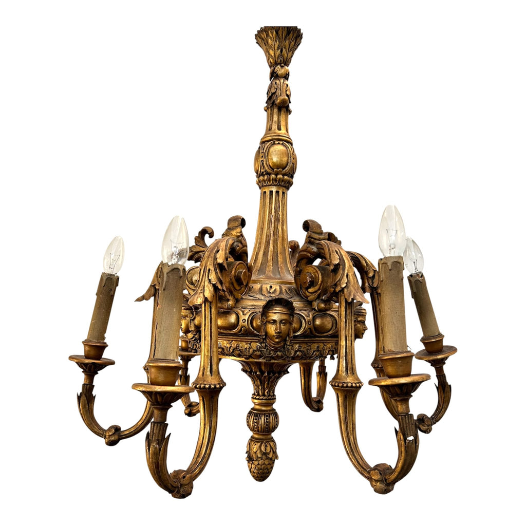 Antique French Gilt Wood Chandelier