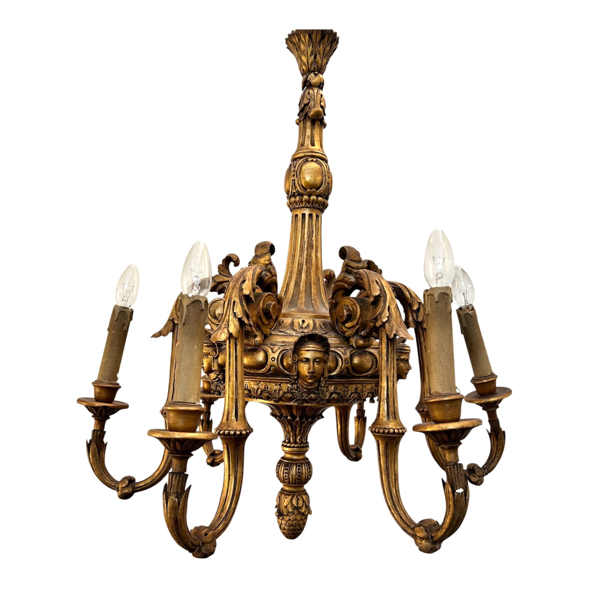 Antique French Gilt Wood Chandelier