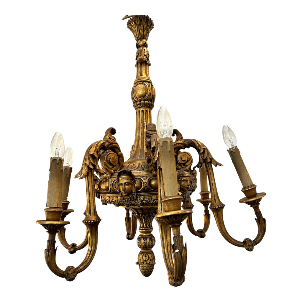 Antique French Gilt Wood Chandelier