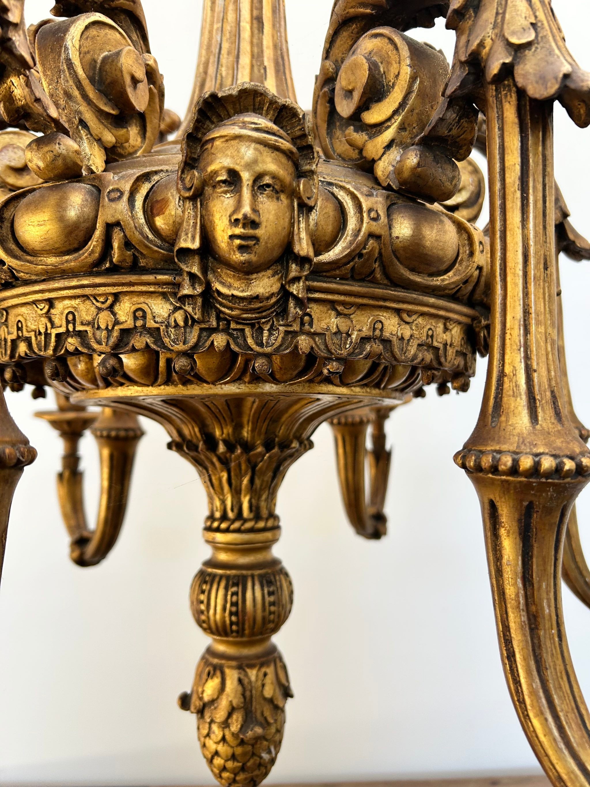 Antique French Gilt Wood Chandelier