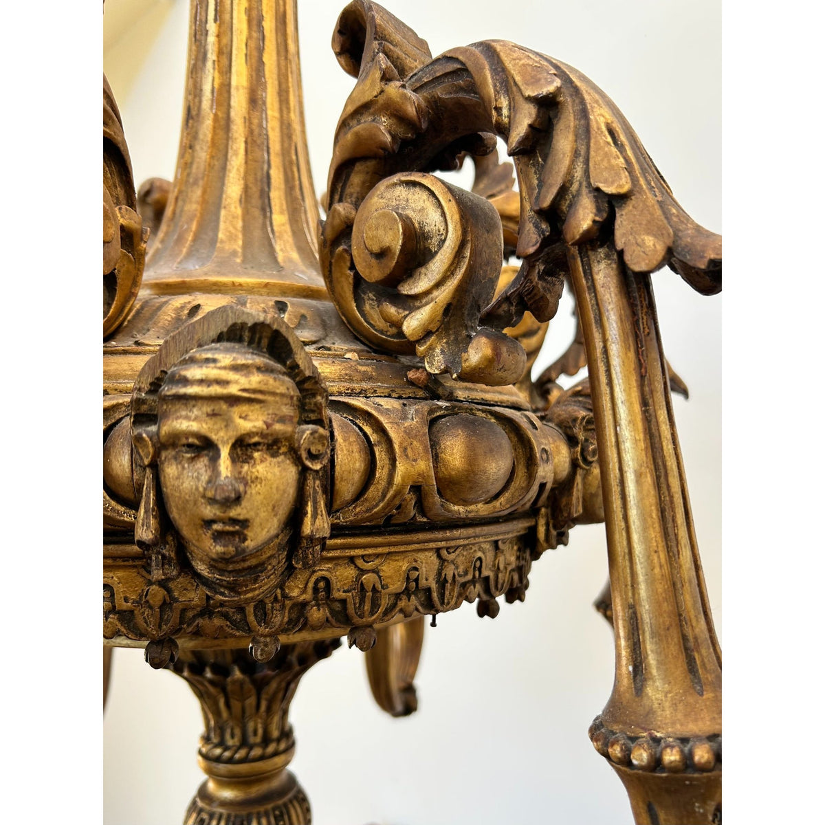 Antique French Giltwood Six-Light Chandelier | Napoleon III Period, 19th Century