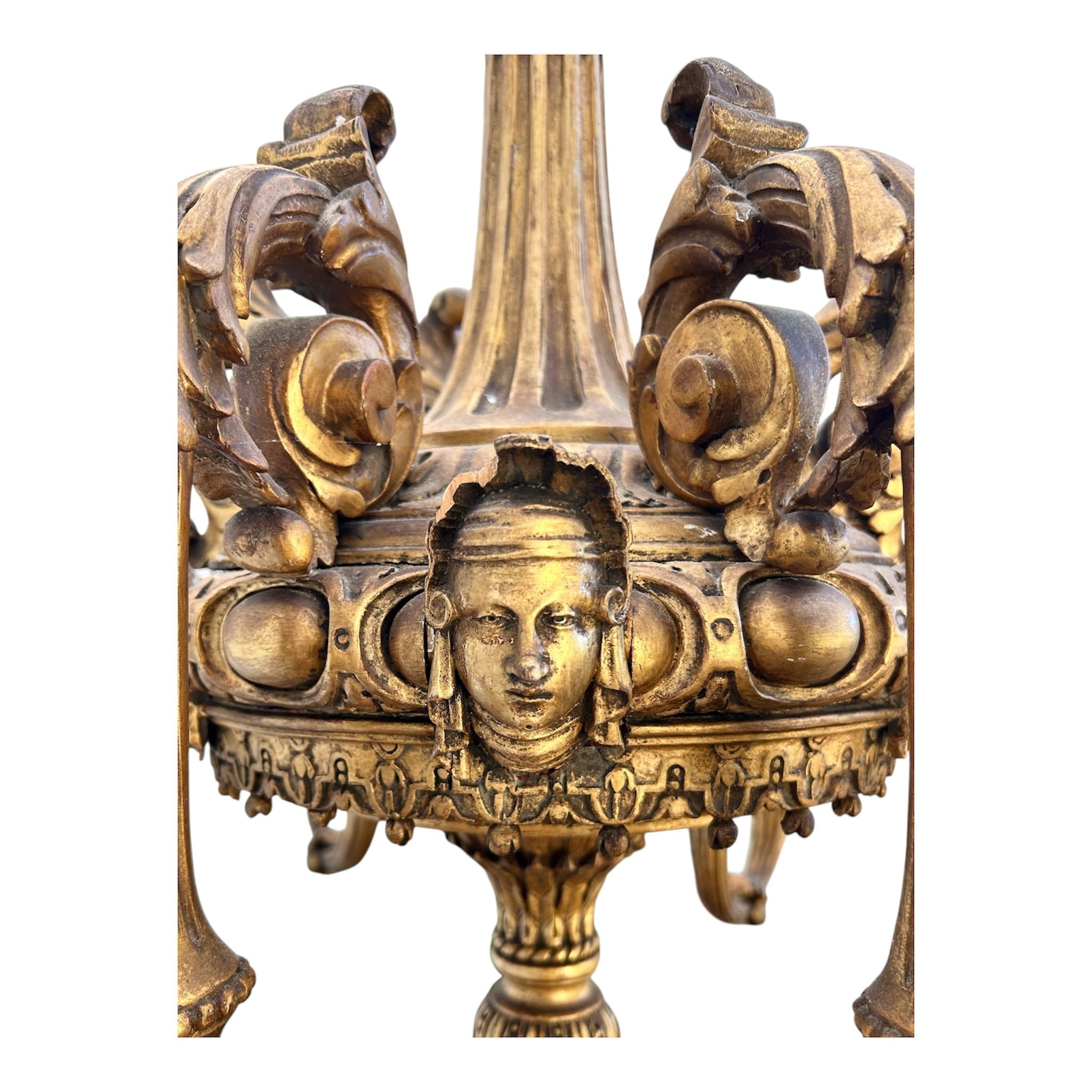 Antique French Gilt Wood Chandelier