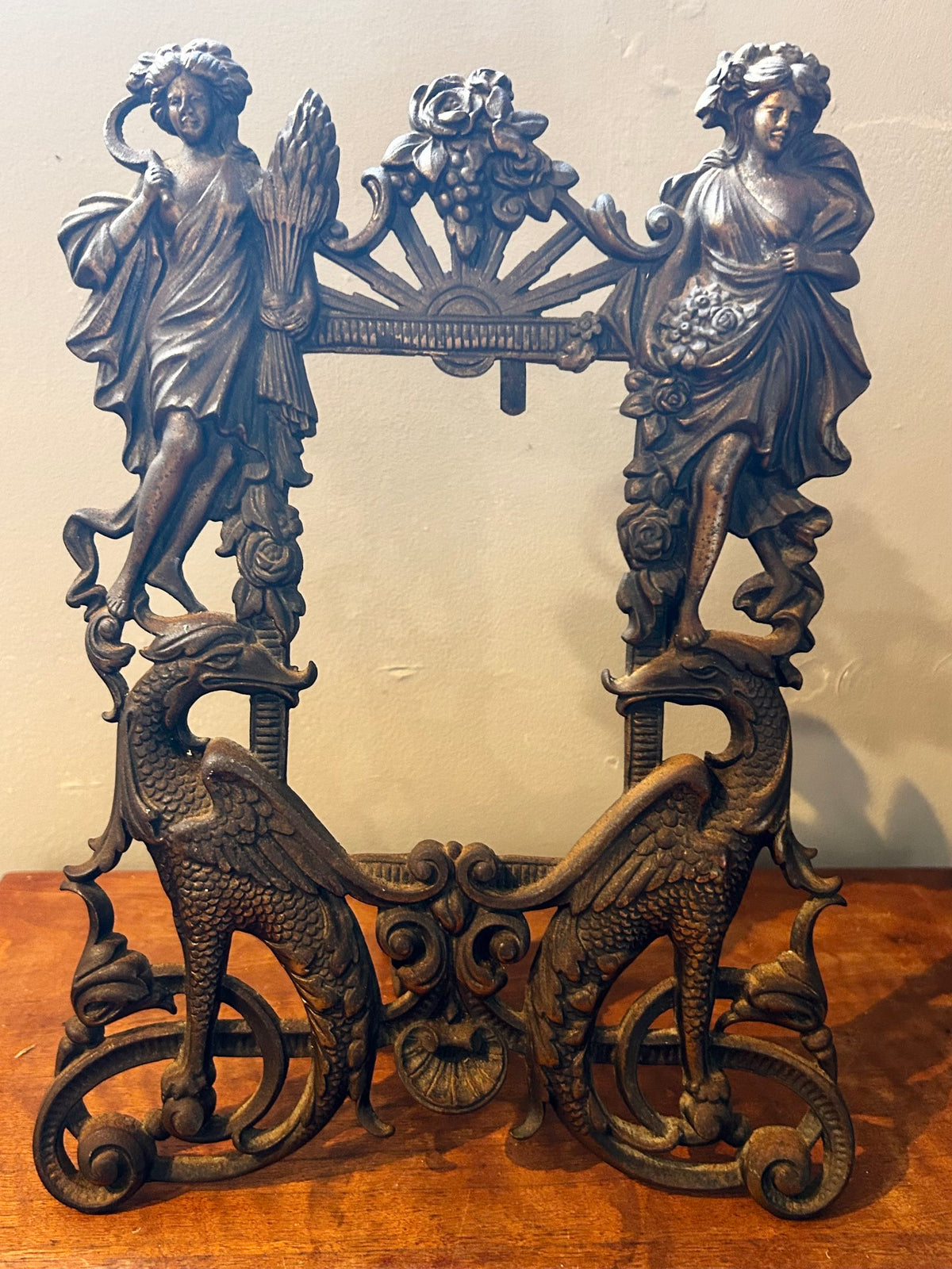 Antique Edwardian Art Nouveau / Rococo Cast Iron Mirror Frame — c. 1908