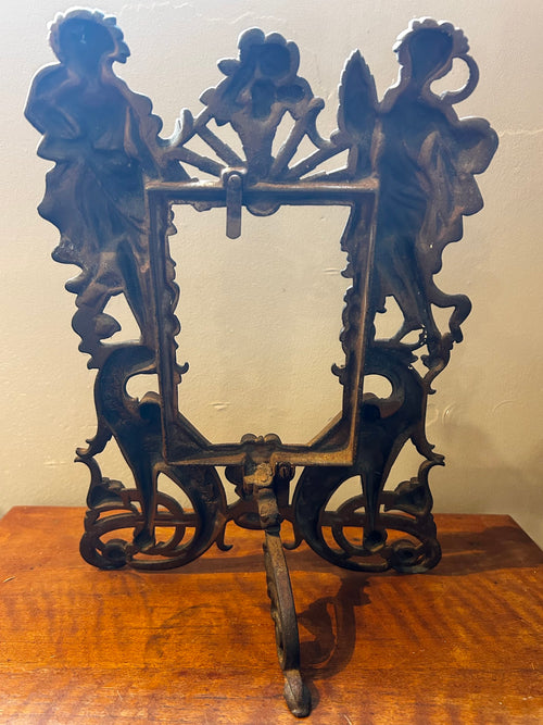 Antique Edwardian Art Nouveau / Rococo Cast Iron Mirror Frame — c. 1908