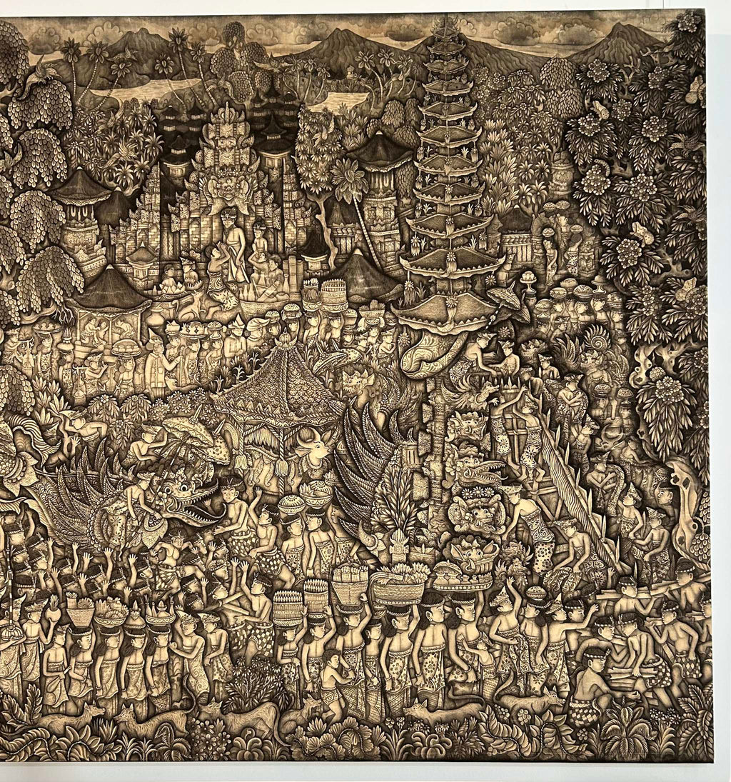 Large Mid 20th Century Traditional Balinese Painting