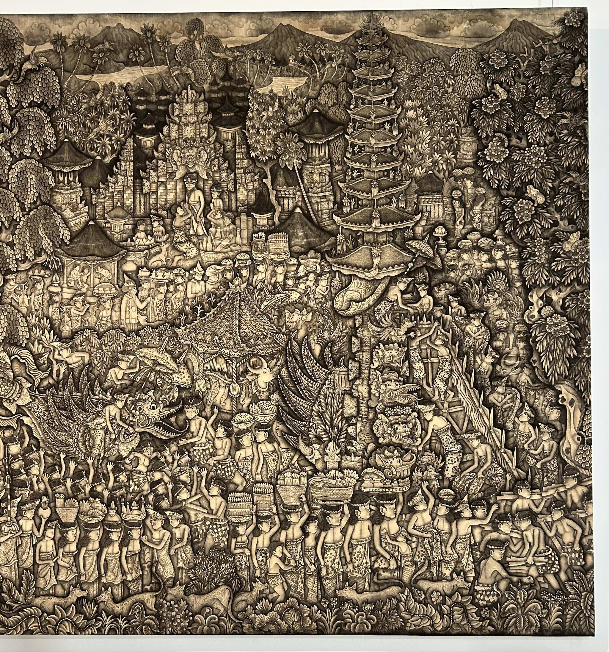 Large Mid 20th Century Traditional Balinese Painting