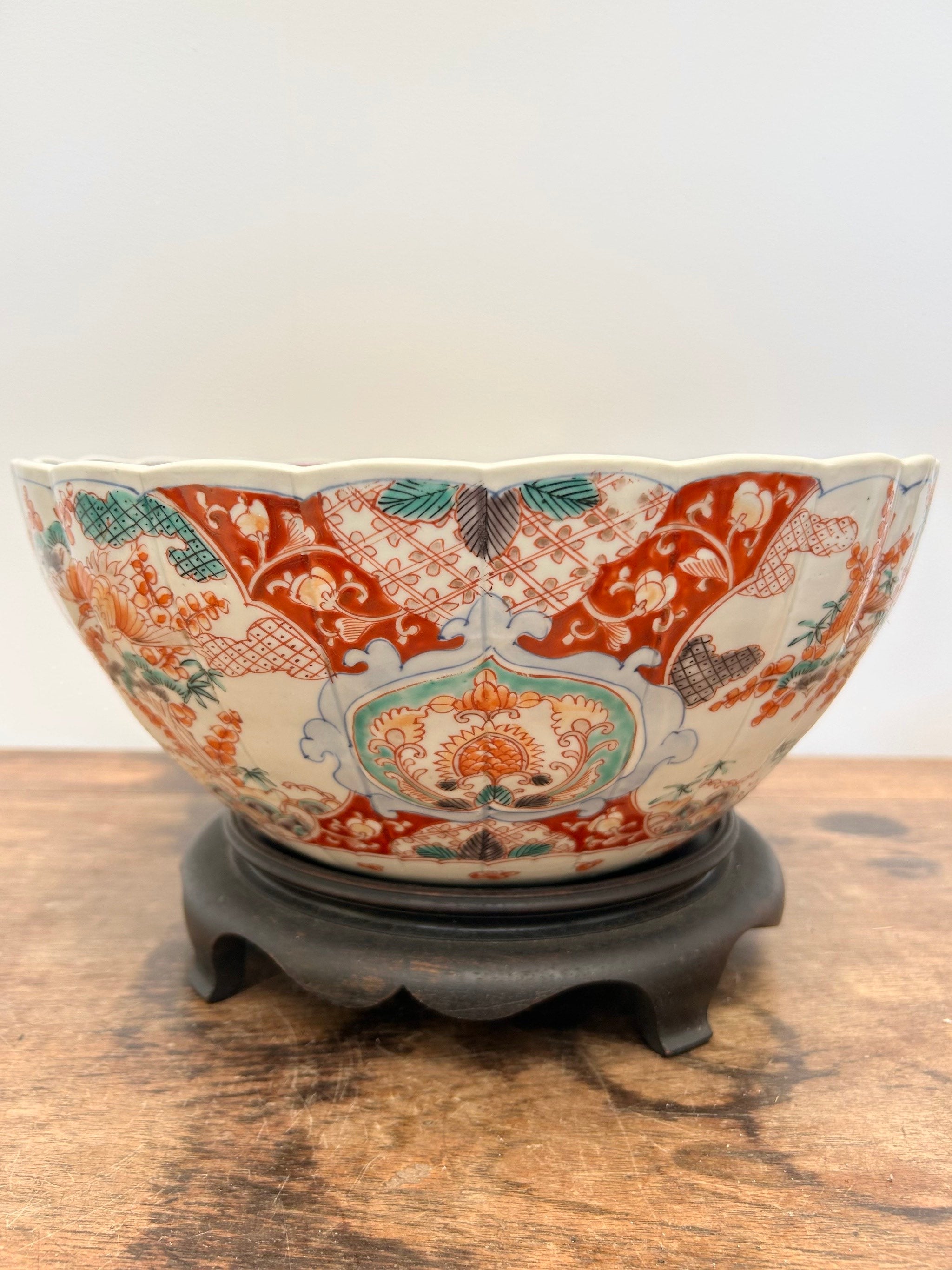 Japanese Antique Imari Porcelain Punch Bowl