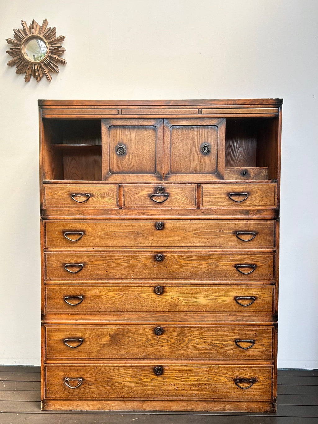 Japanese Mulberry Font Stacked Tansu Chest
