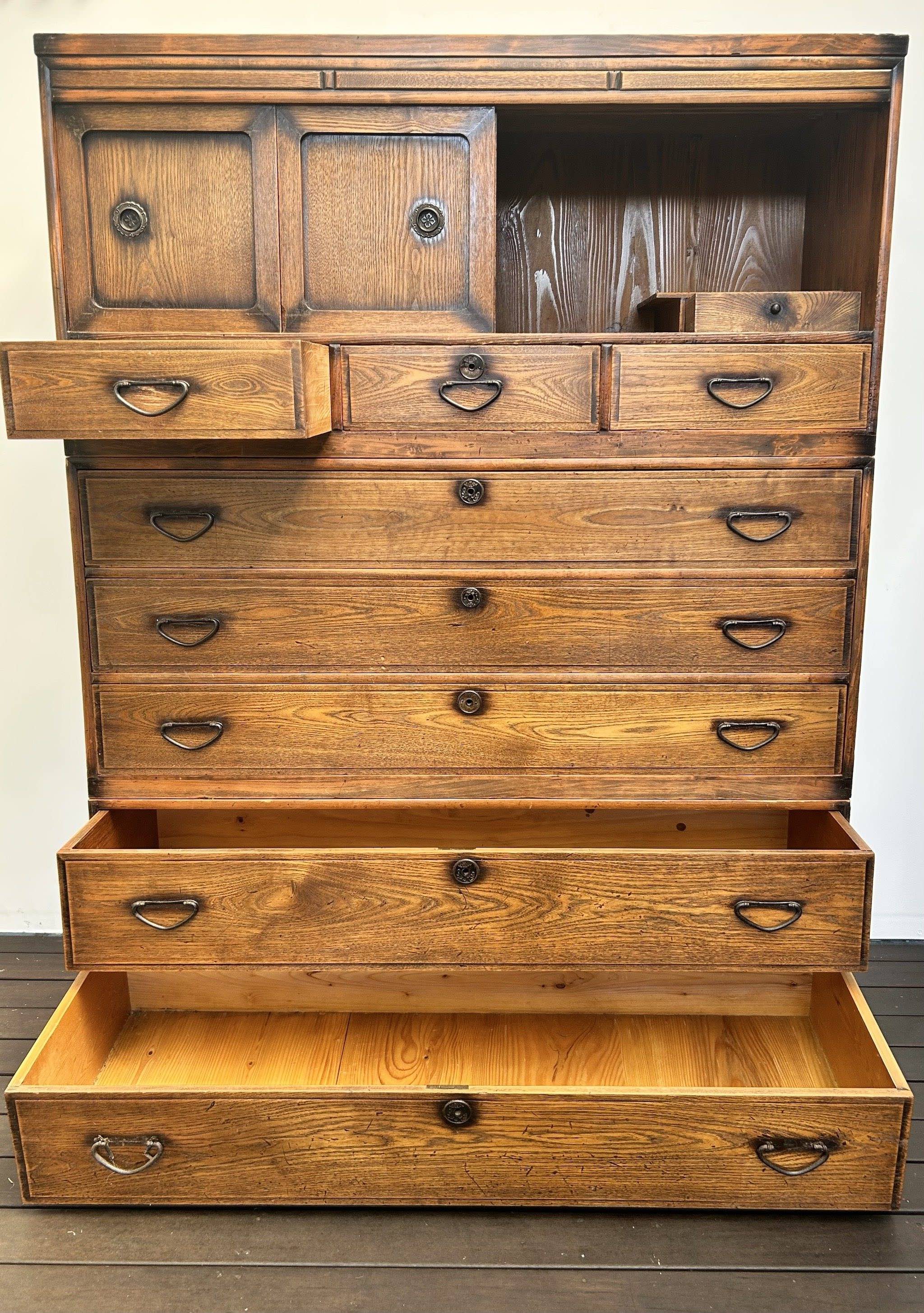 Japanese Mulberry Font Stacked Tansu Chest