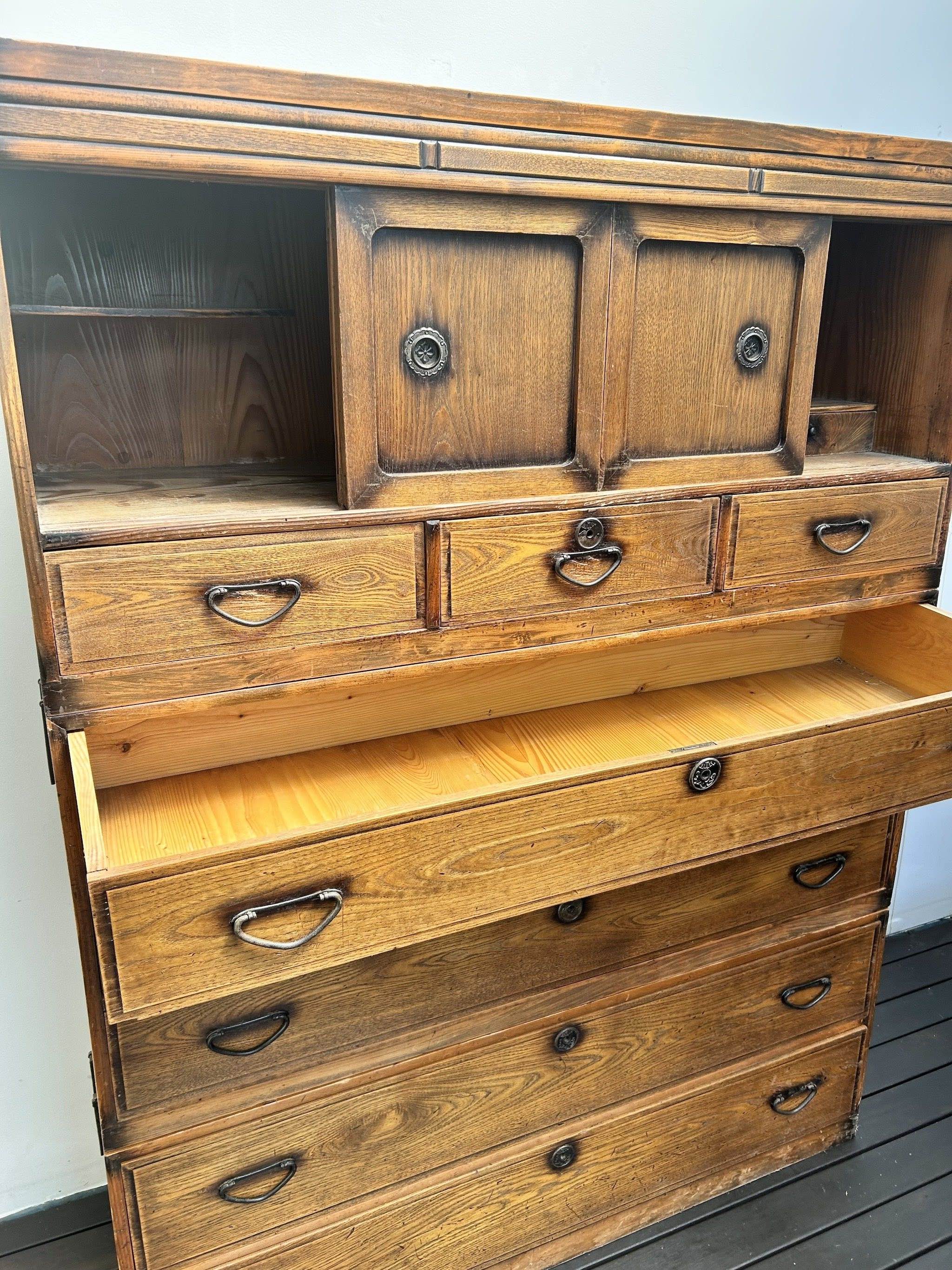 Japanese Mulberry Font Stacked Tansu Chest