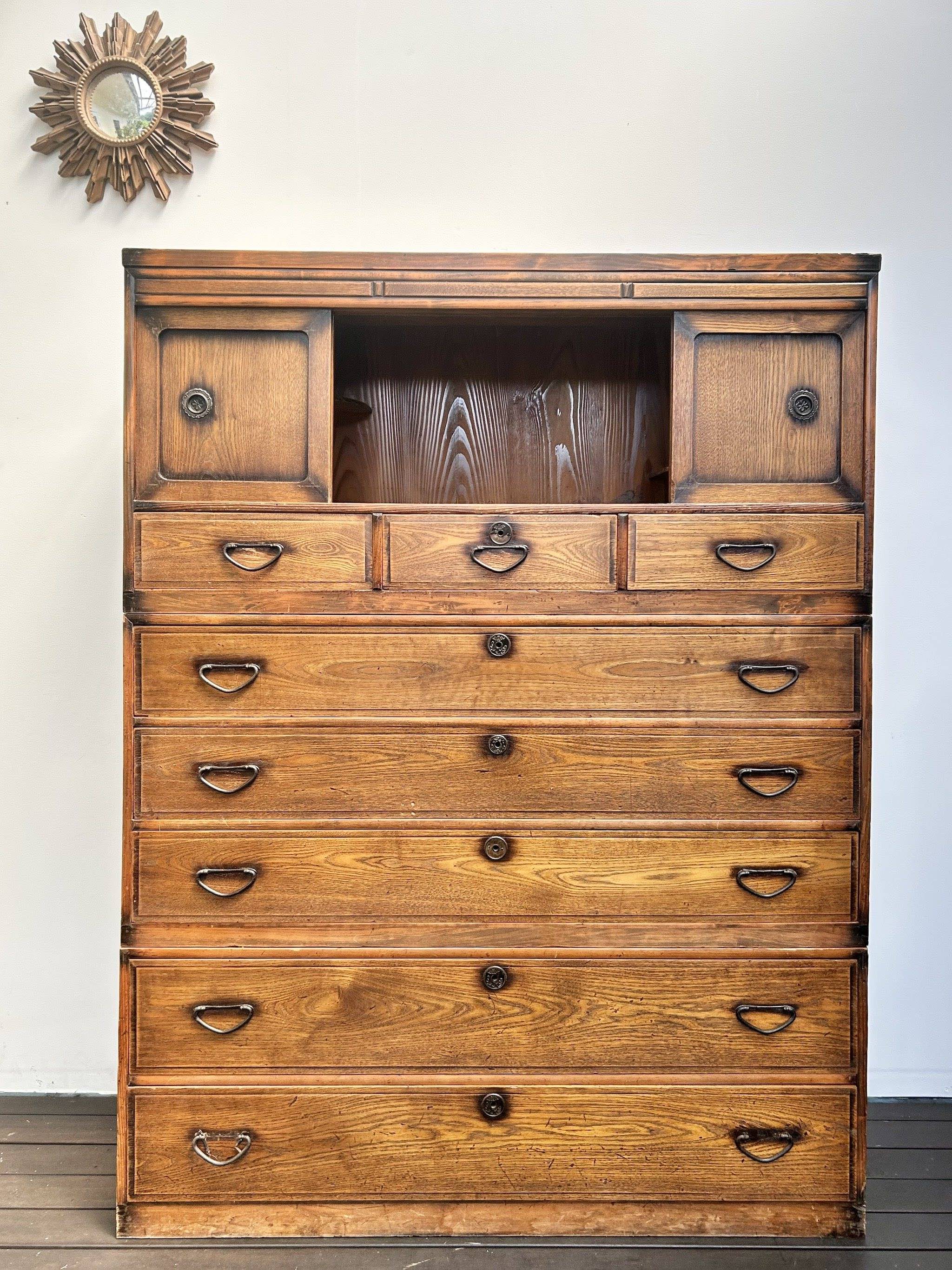 Japanese Mulberry Font Stacked Tansu Chest
