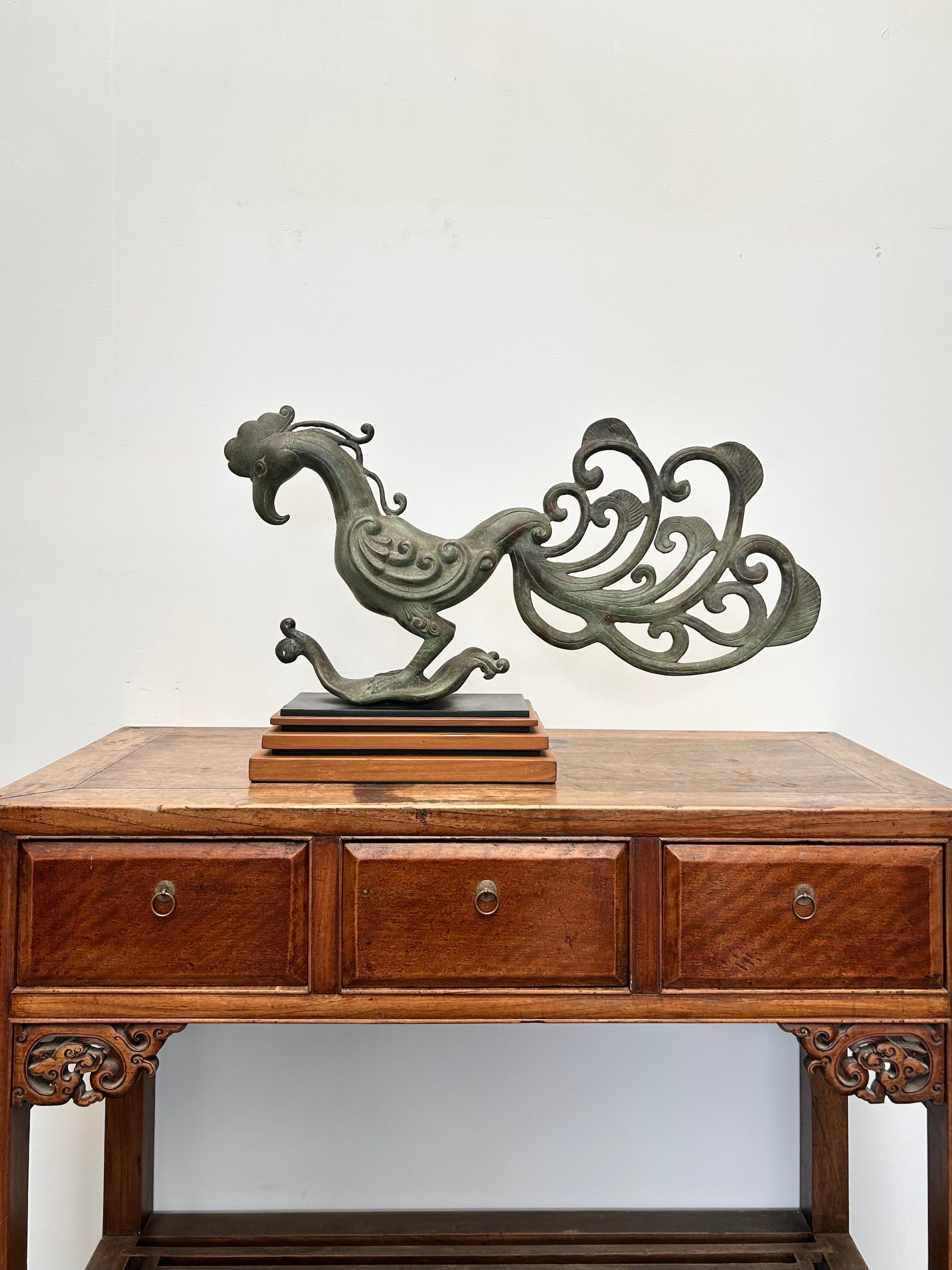 Javanese Bronze Cockerel Statue