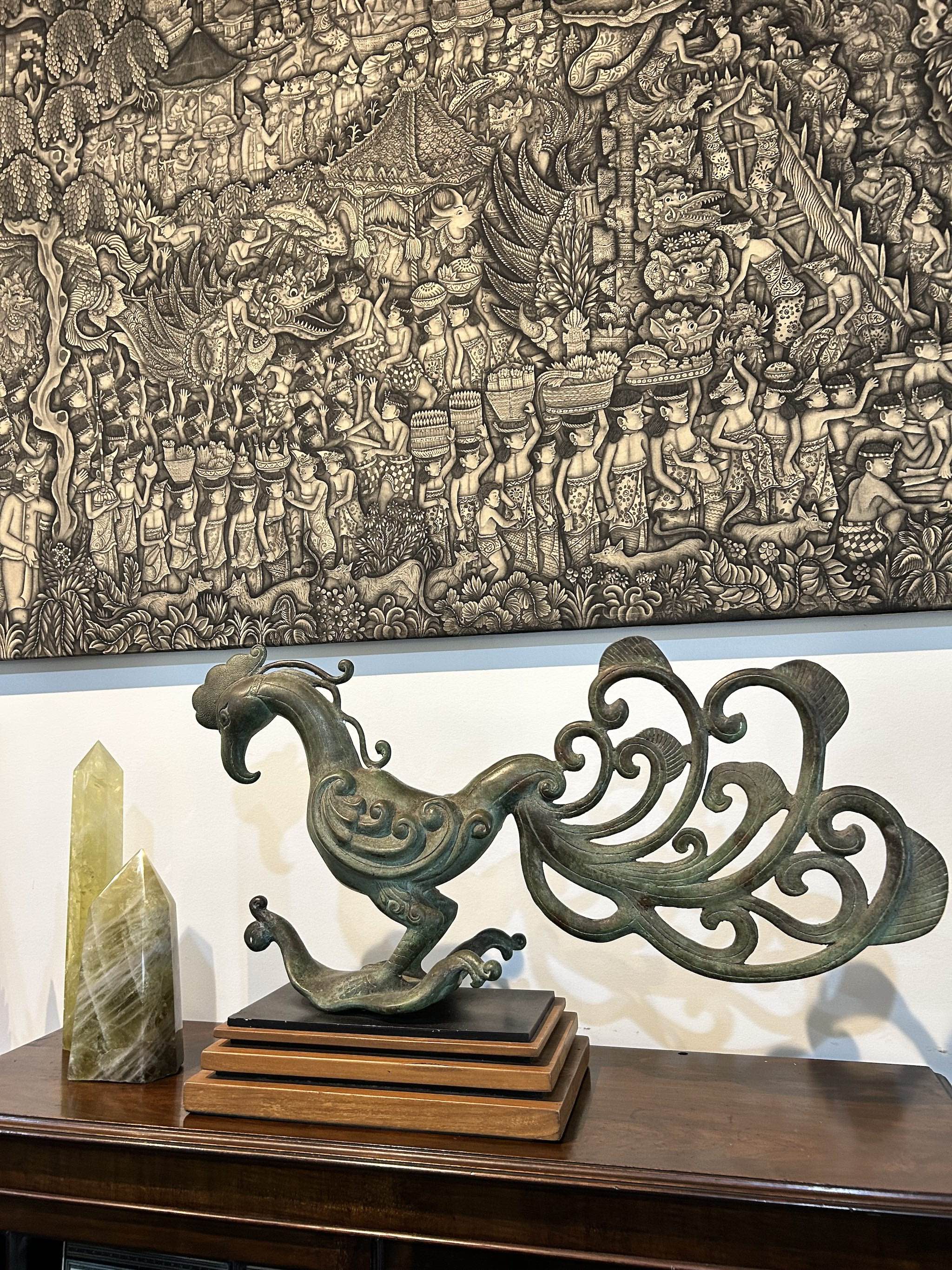 Javanese Bronze Cockerel Statue