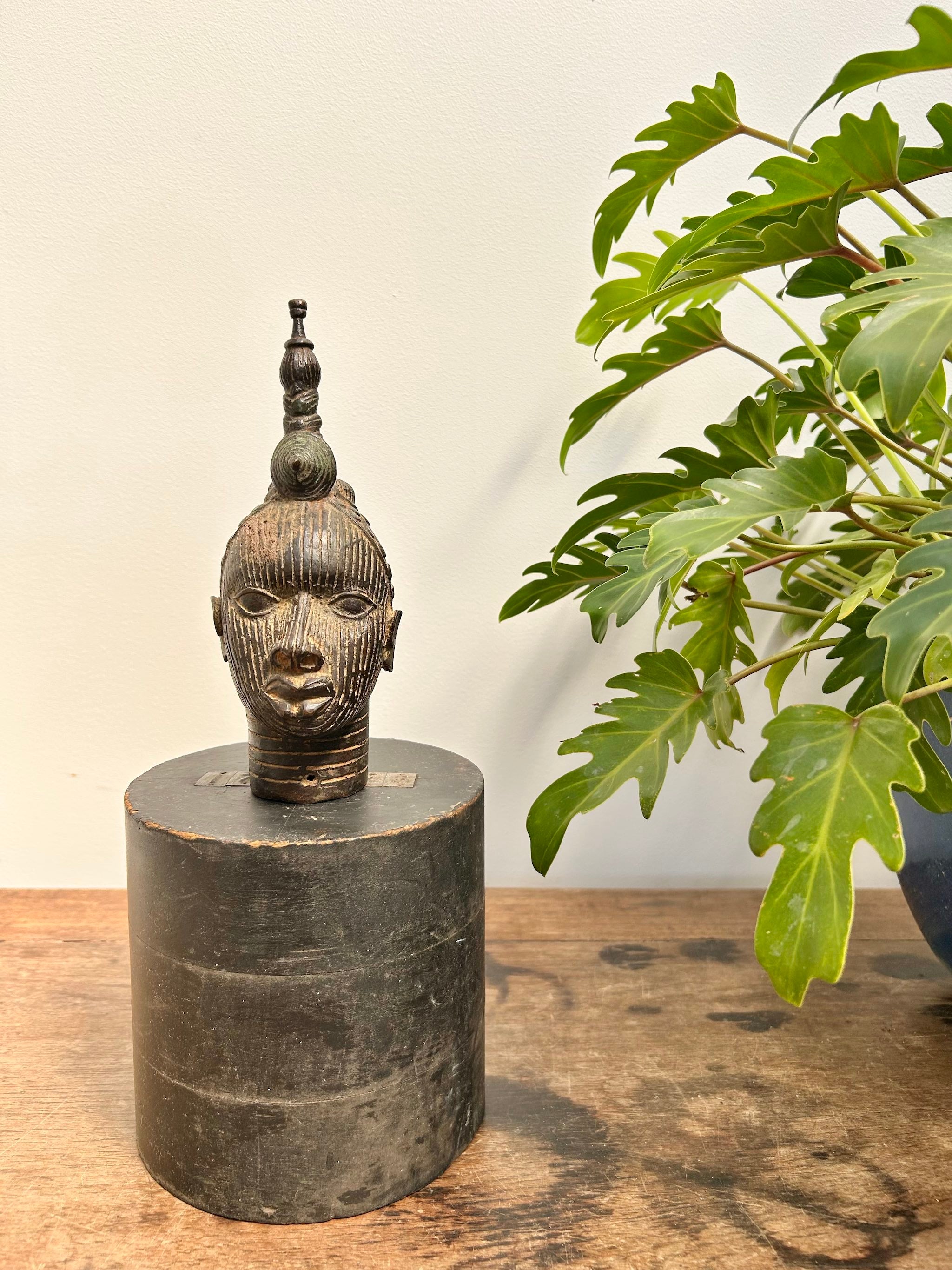 Nigerian Bronze Head Vintage Statue