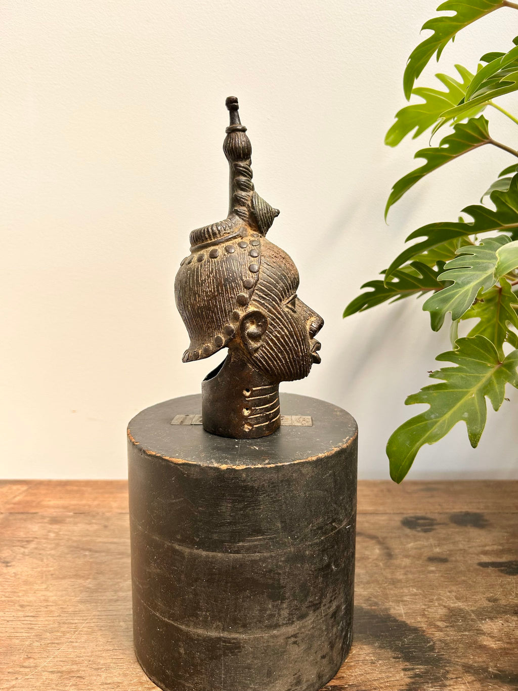 Nigerian Bronze Head Vintage Statue