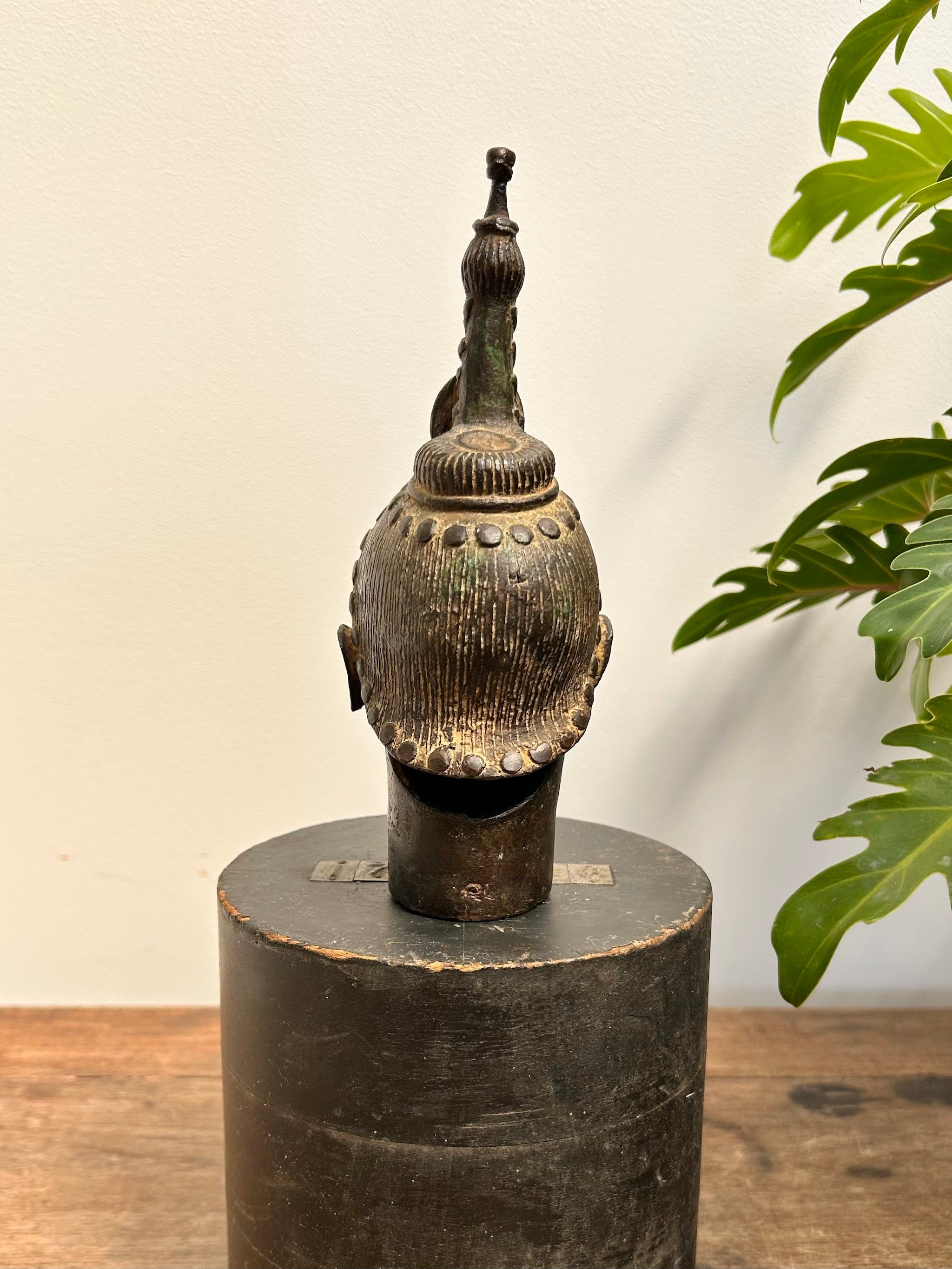 Nigerian Bronze Head Vintage Statue