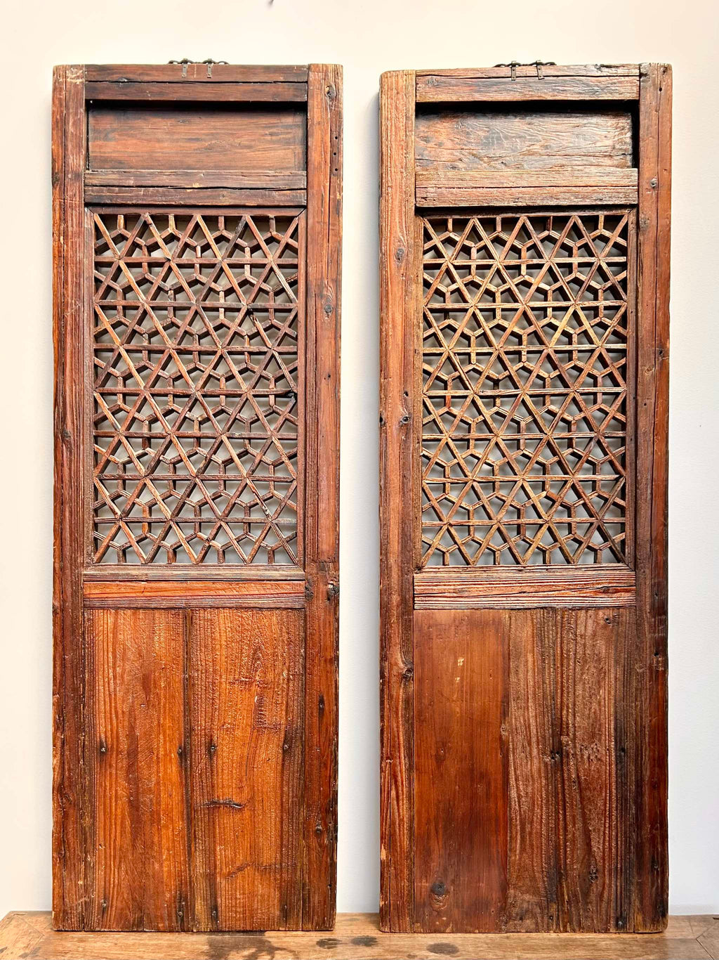 Pair Antique Chinese Elm Screens