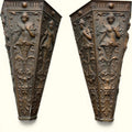 Pair Art Nouveau Repoussé Copper Wall Sconces / Vases / Torcheres