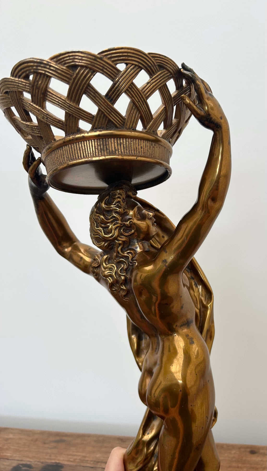 Pair antique Empire style Gilt bronze Female maiden wall sonces